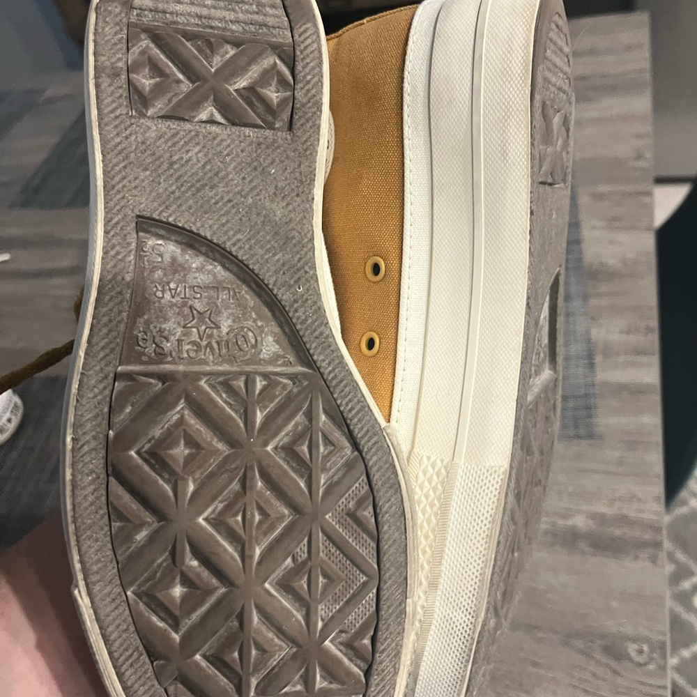 Converse Chuck Taylor All Star High Top Sneakers - Mustard Yellow Platform - Picture 3 of 3